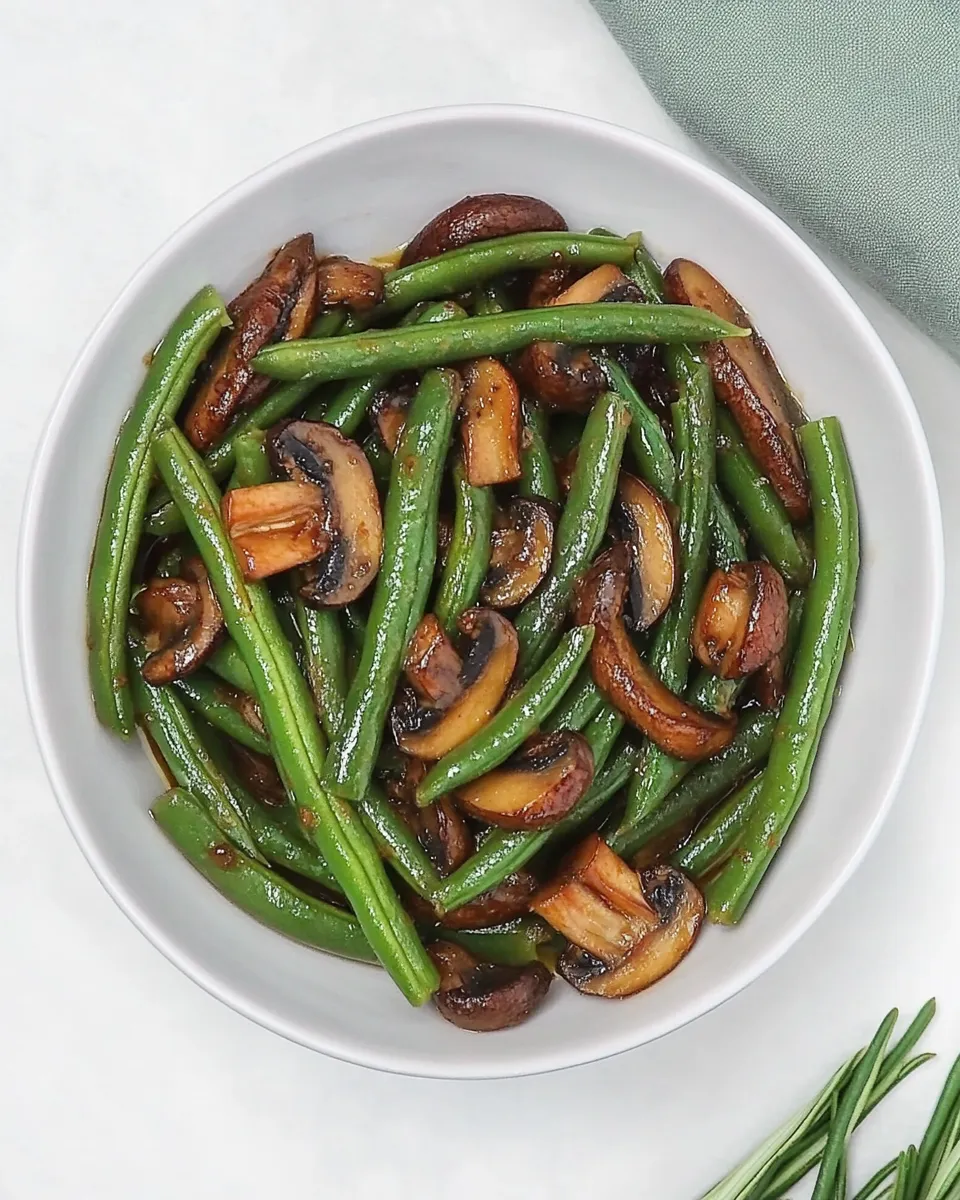 Easy Green Beans and Mushrooms with Plum Sauce recipe photo