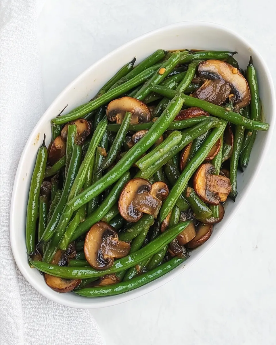 Delicious Green Beans and Mushrooms with Plum Sauce dish photo