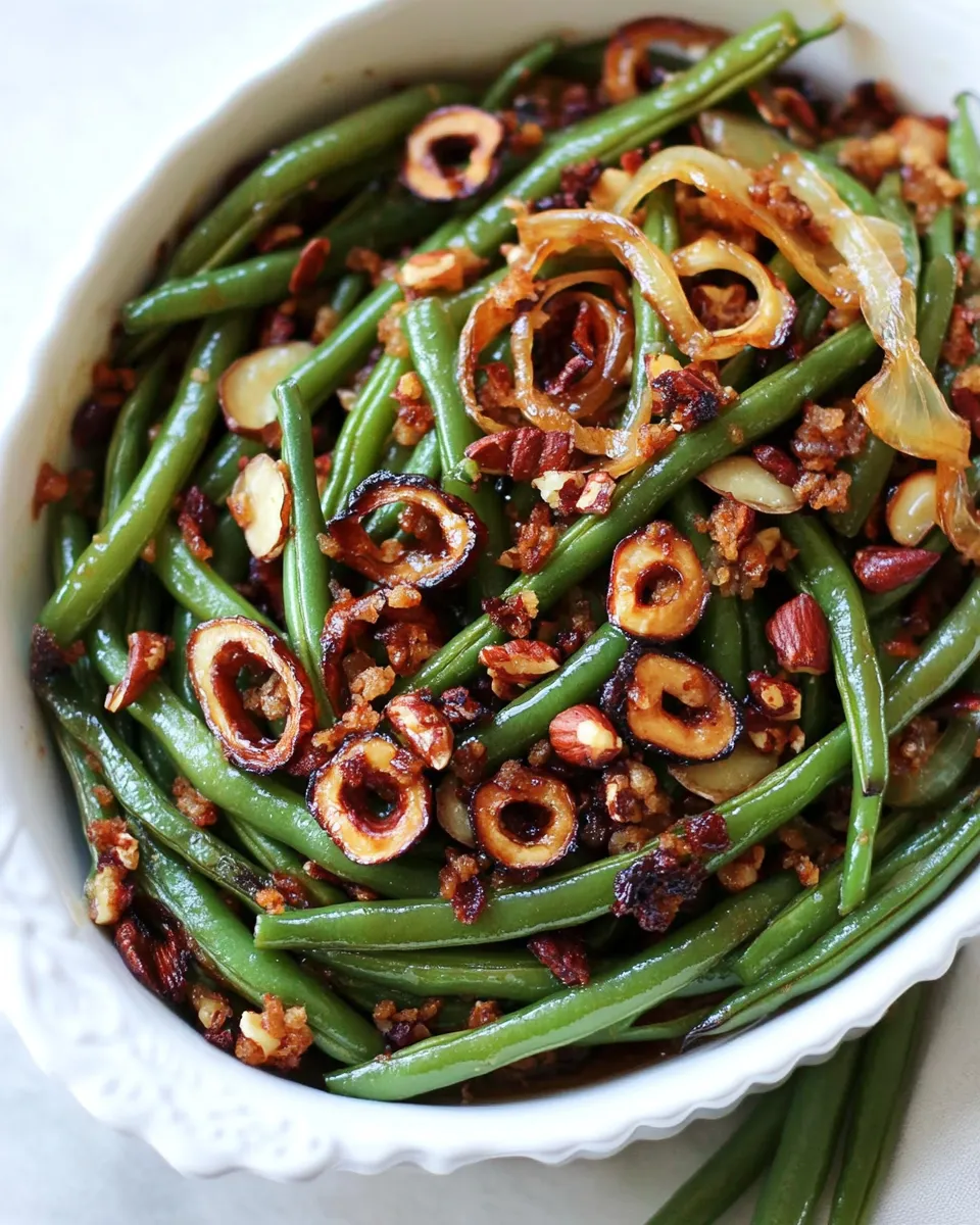 Homemade Green Beans with Brown Butter, Crispy Shallots, and Hazelnuts photo