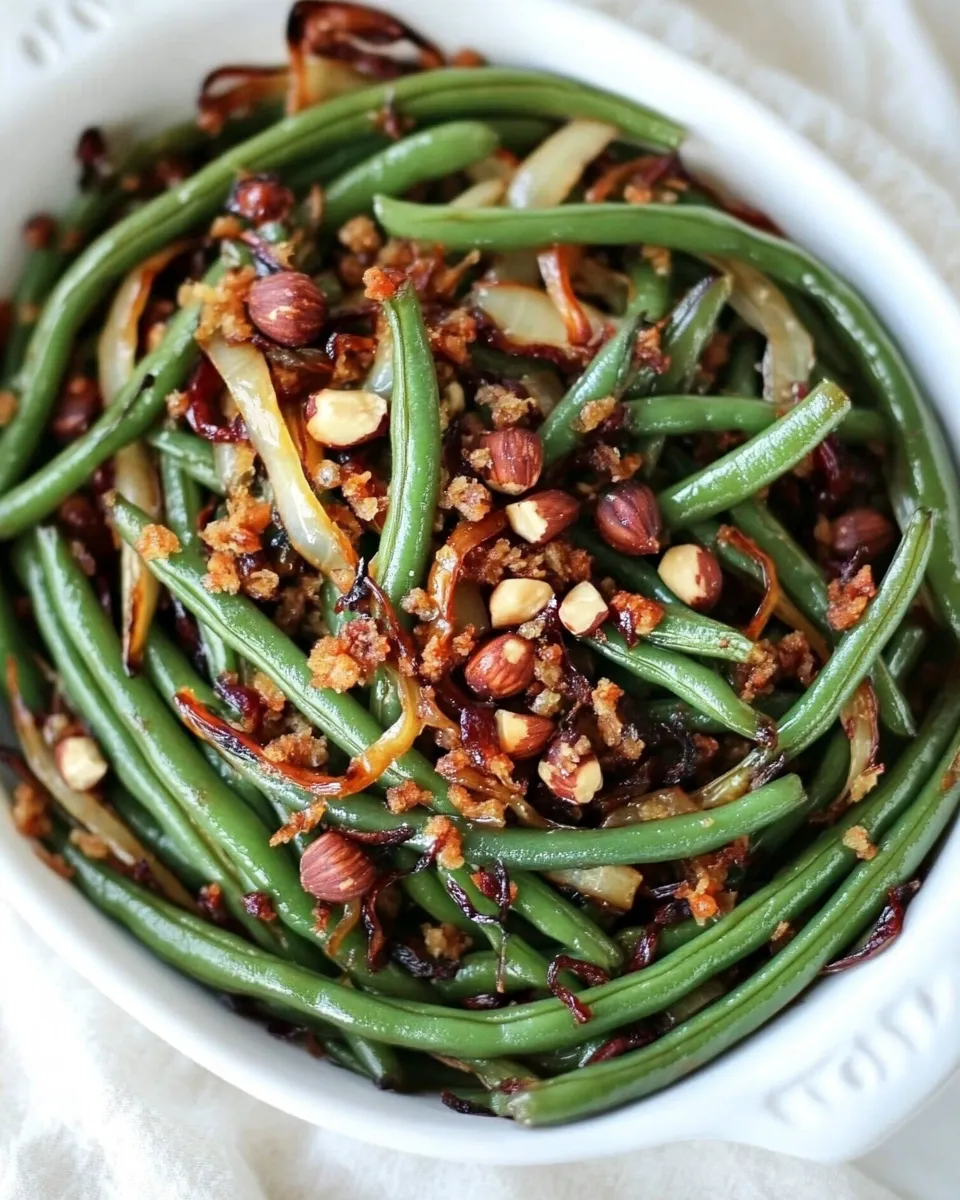 Delicious Green Beans with Brown Butter, Crispy Shallots, and Hazelnuts dish photo
