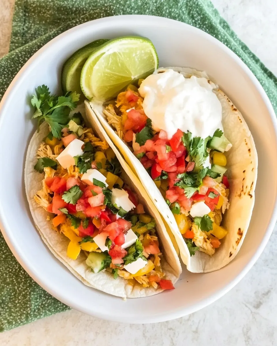 Homemade Green Chile Slow Cooker Chicken Tacos recipe photo