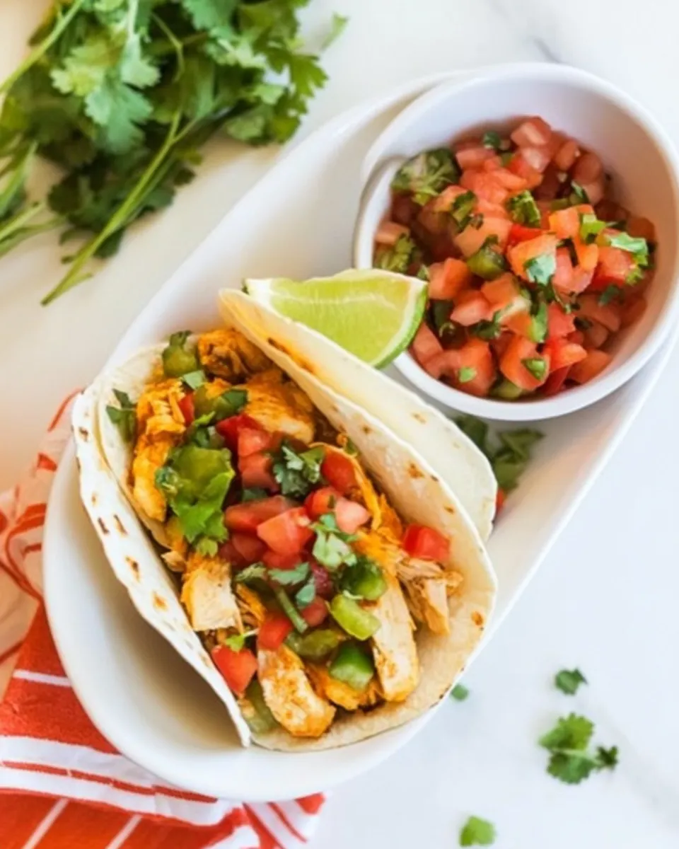 Savory Green Chile Slow Cooker Chicken Tacos shot