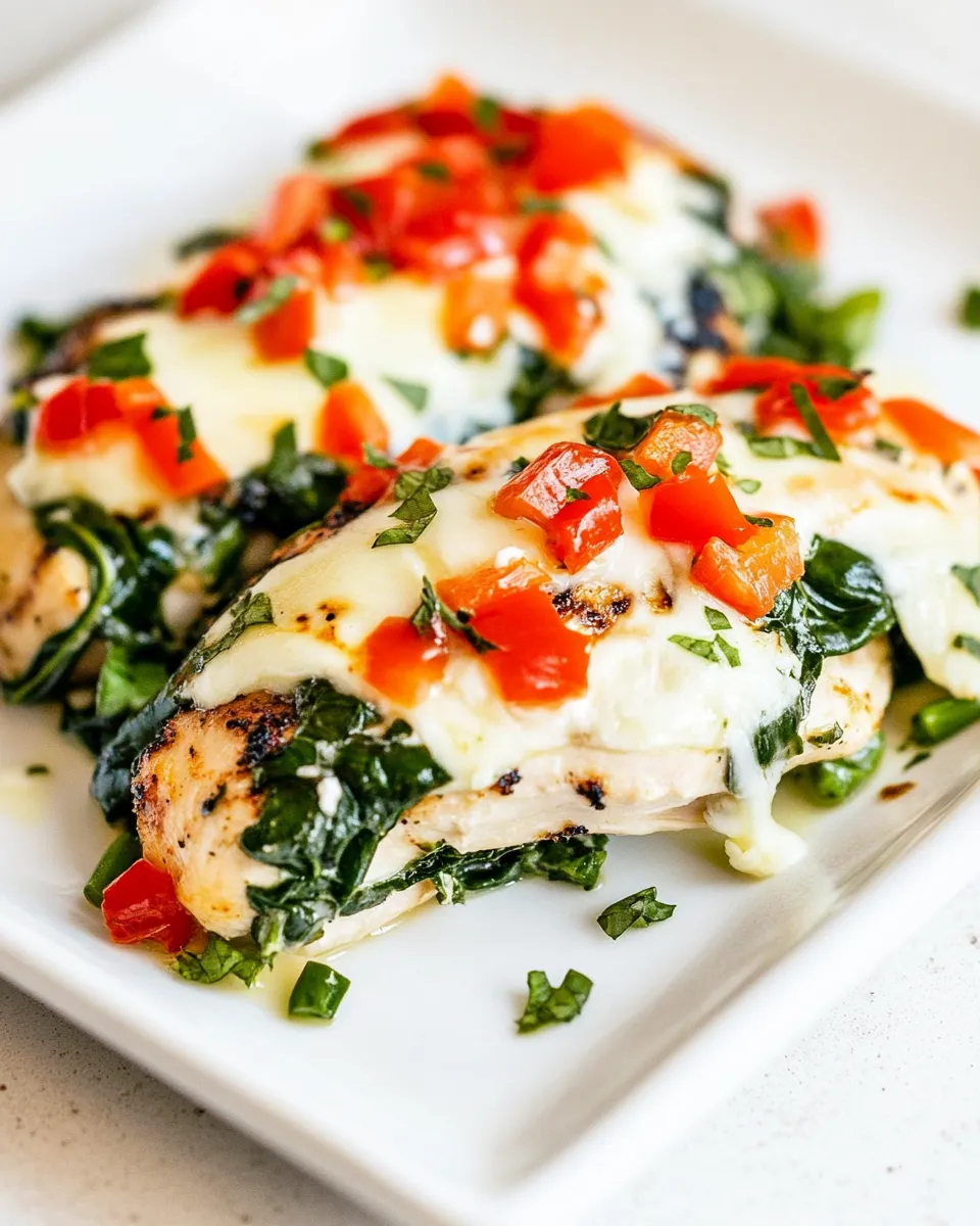 Homemade Grilled Chicken with Spinach and Mozzarella photo