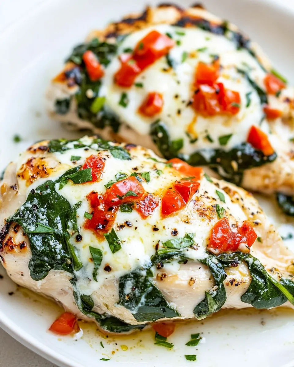 Easy Grilled Chicken with Spinach and Mozzarella recipe photo
