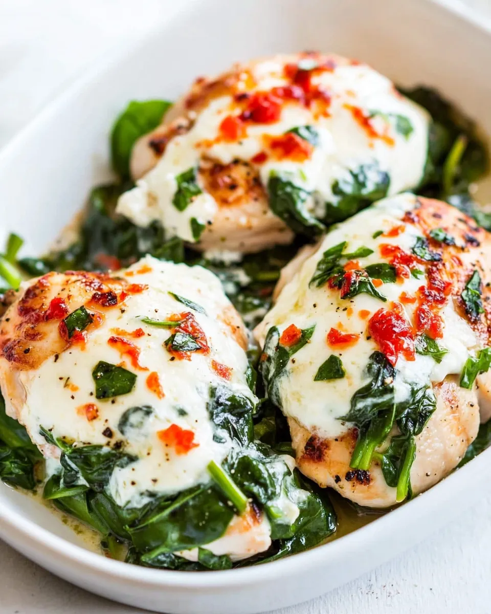 Delicious Grilled Chicken with Spinach and Mozzarella shot