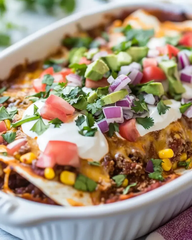 Homemade Ground Beef Enchilada Casserole with Corn Tortillas photo