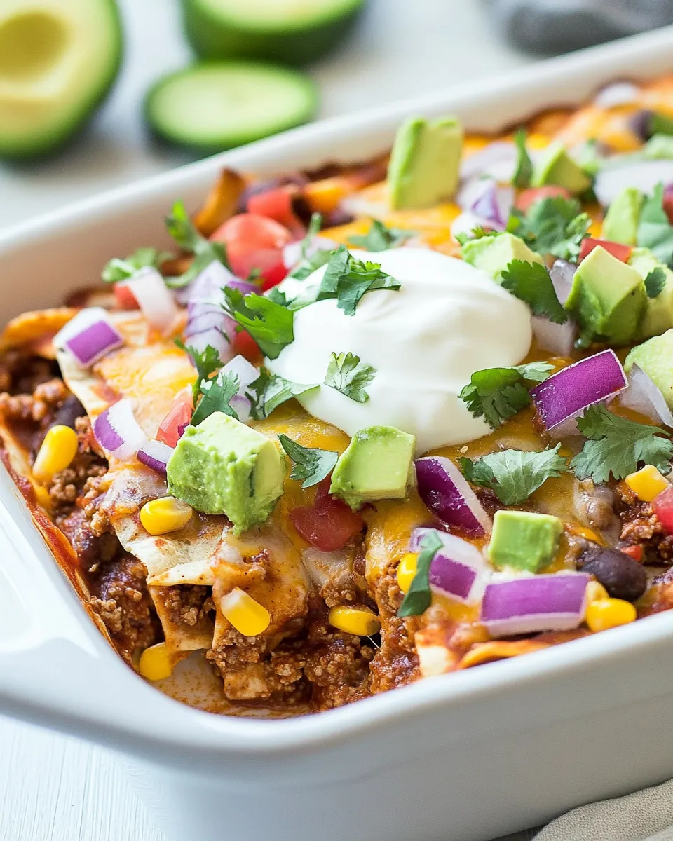 Classic Ground Beef Enchilada Casserole with Corn Tortillas image