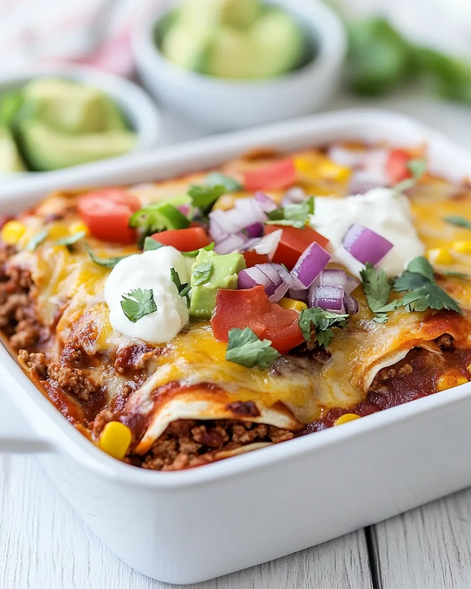 Easy Ground Beef Enchilada Casserole with Corn Tortillas recipe photo
