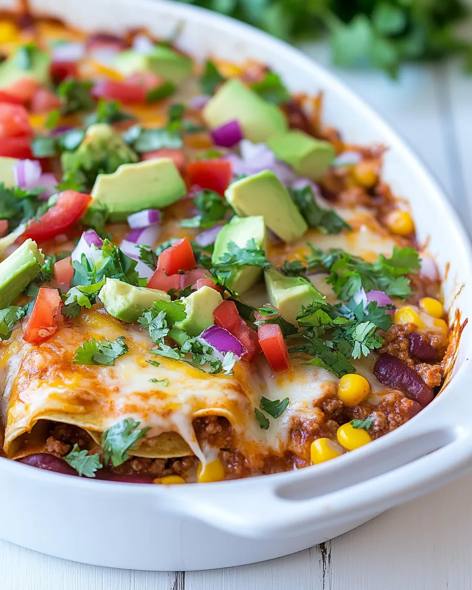 Delicious Ground Beef Enchilada Casserole with Corn Tortillas dish photo