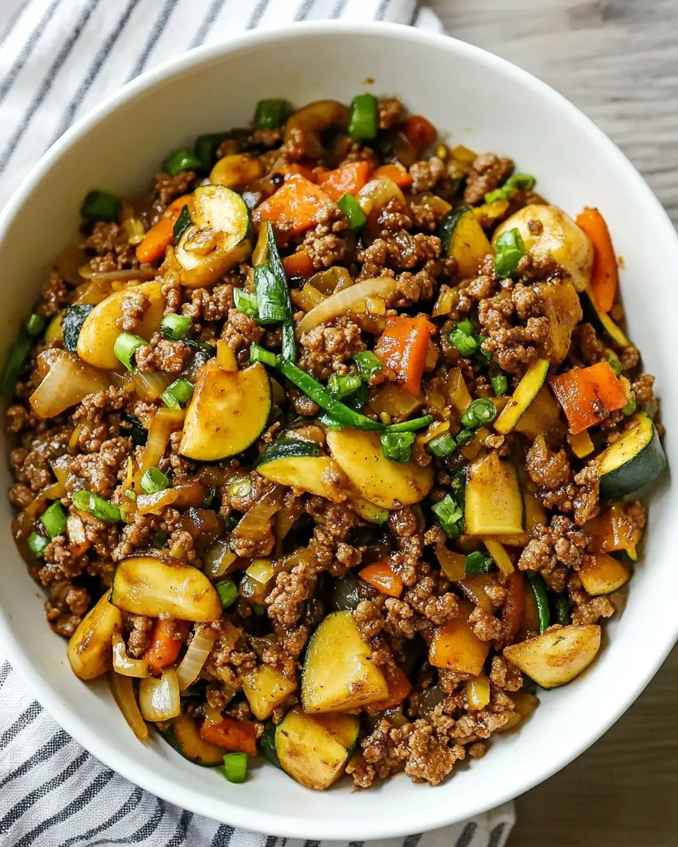 Easy Ground Beef Stir Fry food shot