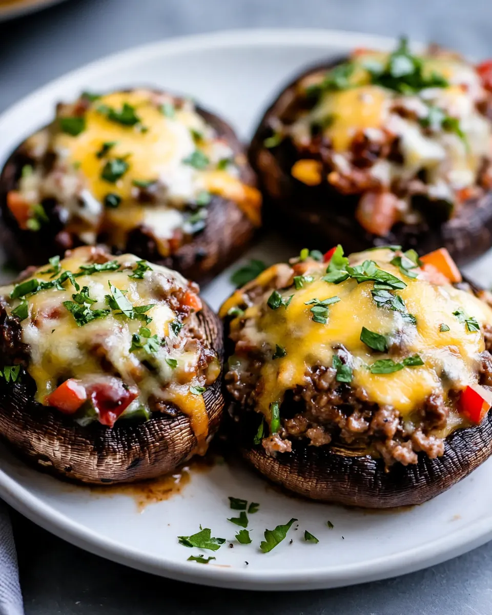 Homemade Ground Beef Taco Stuffed Portobello Mushrooms recipe photo