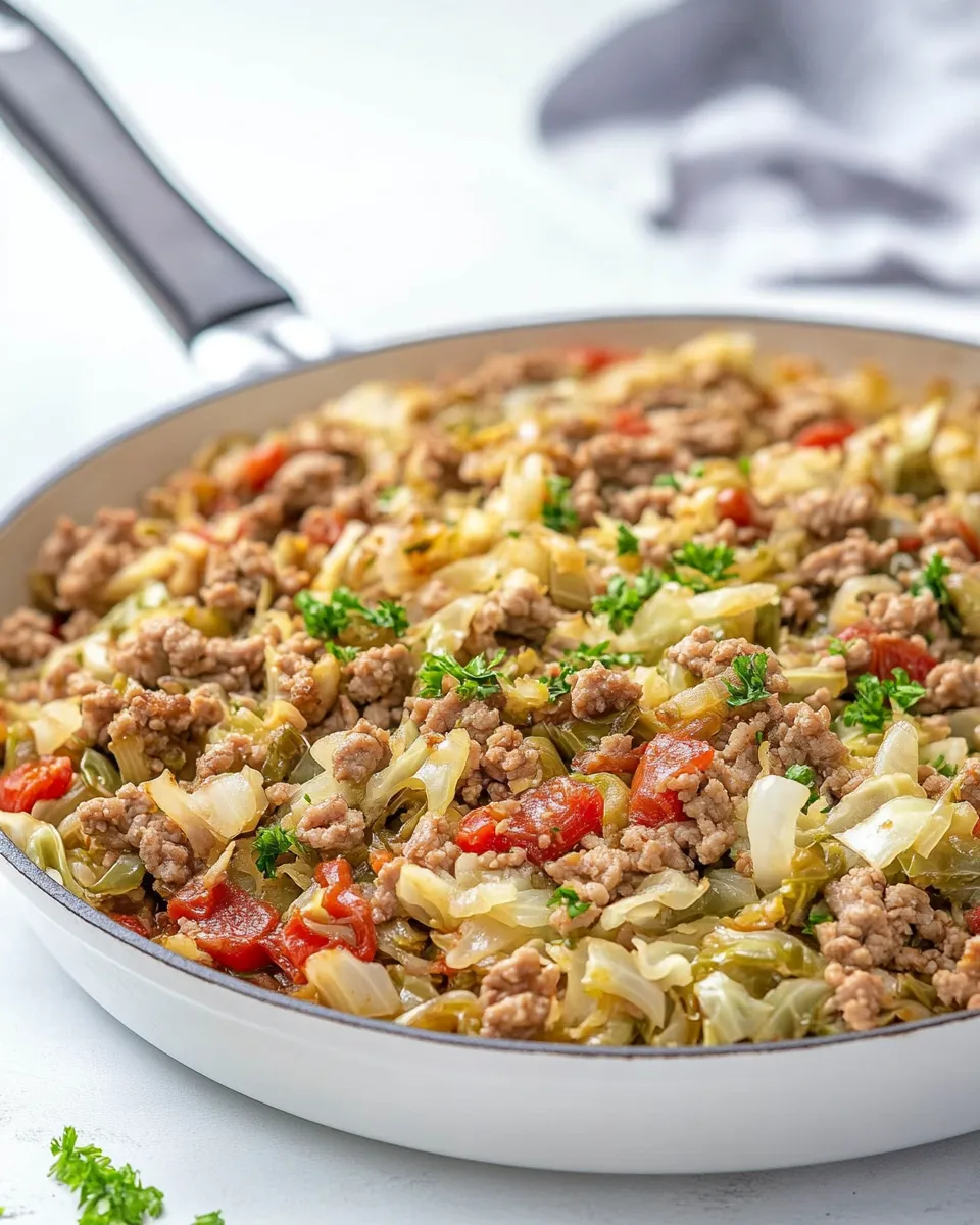 Delicious Ground Turkey Cabbage Skillet recipe image