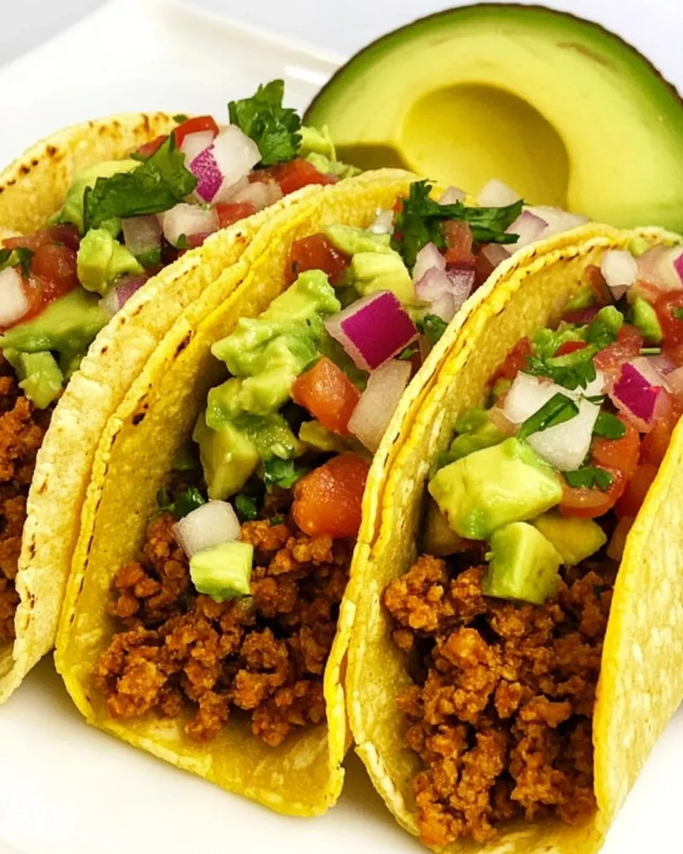 Healthy Ground Turkey Tacos with Avocado Salsa dish photo