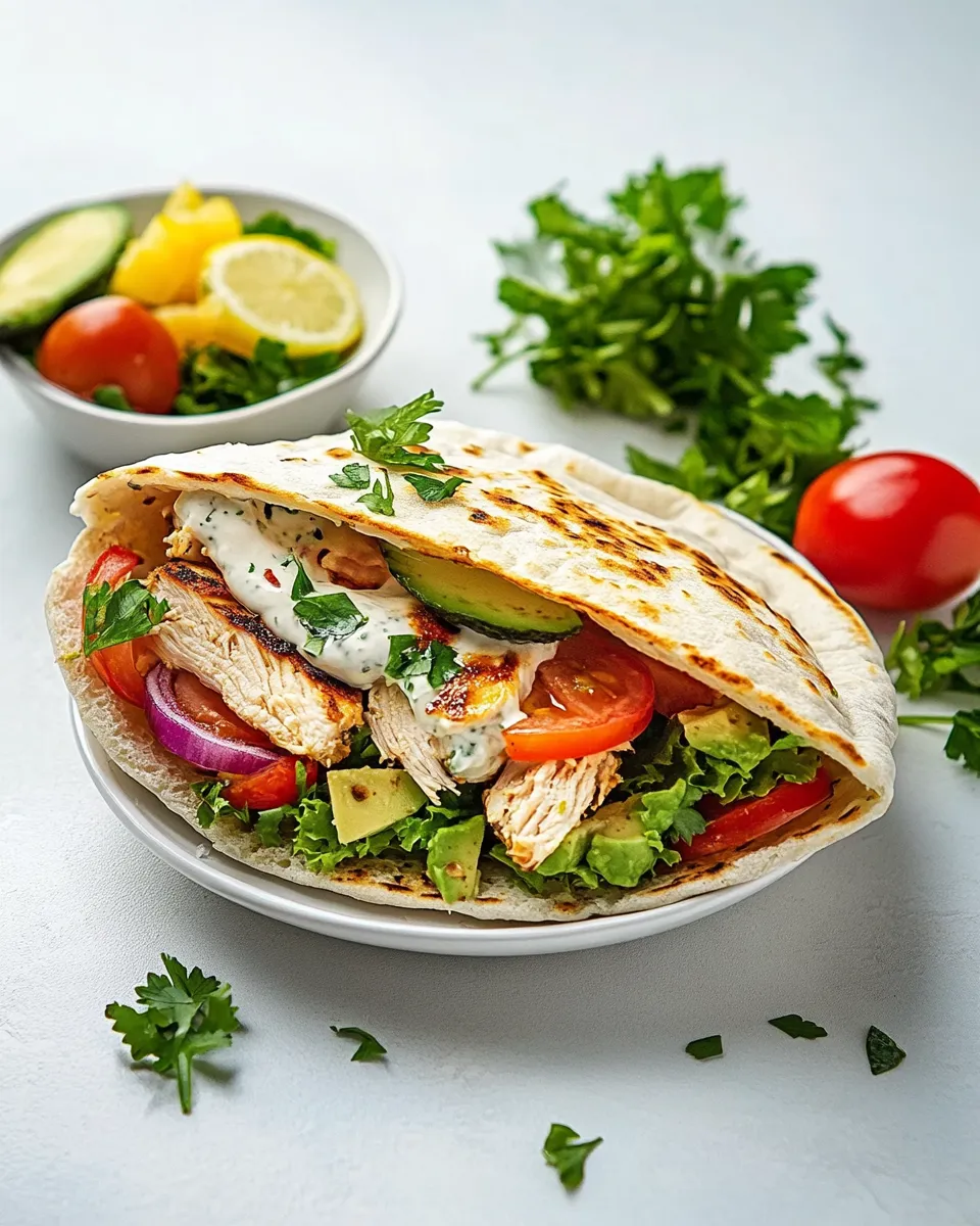 Easy Healthy Chicken Avocado Pita Sandwich shot