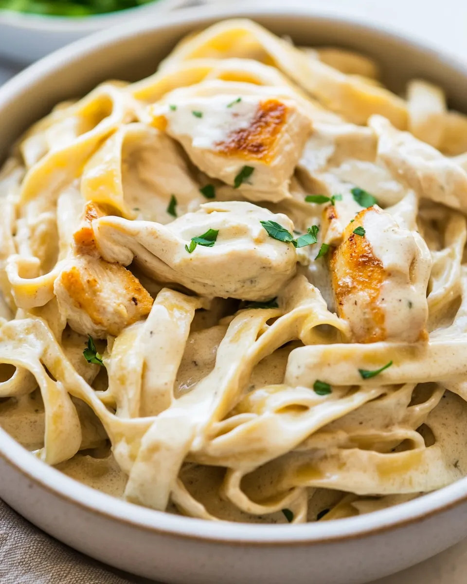 Delicious Healthy Chicken Fettuccine Alfredo shot