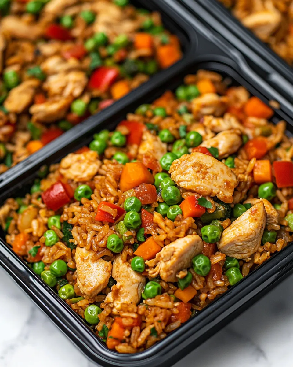 Quick Healthy Chicken & Veggie Fried Rice Meal-Prep shot