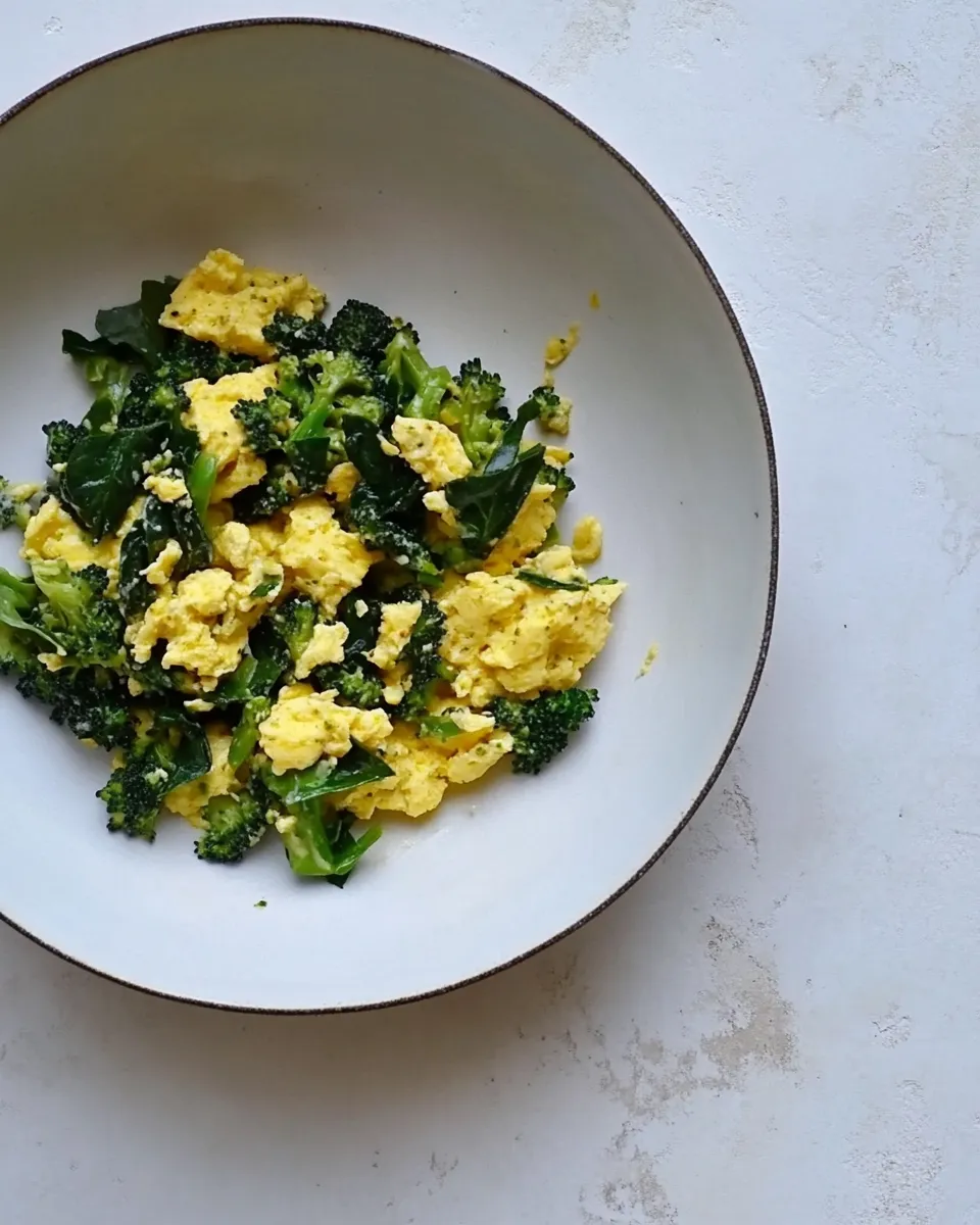 Homemade Healthy Scrambled Eggs w/ Broccoli and Spinach recipe photo