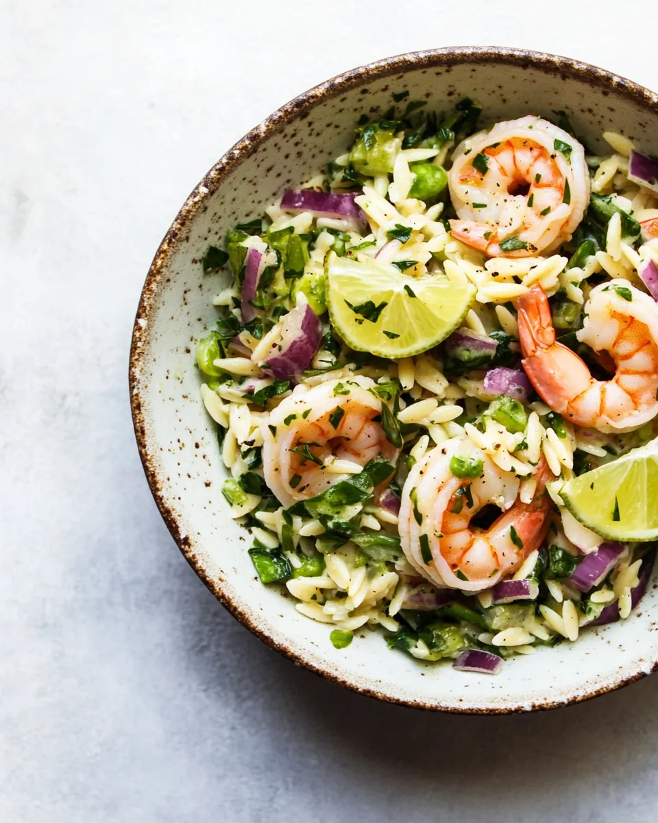 Savory Herbed Shrimp Orzo Salad shot