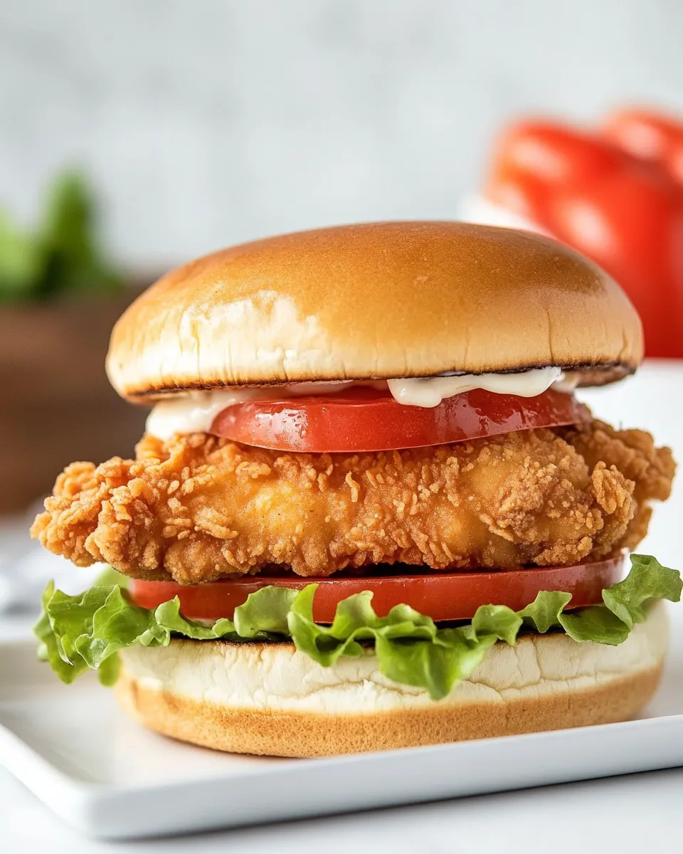 Tasty Homemade Burger King BK Royal Crispy Chicken Sandwich plate image