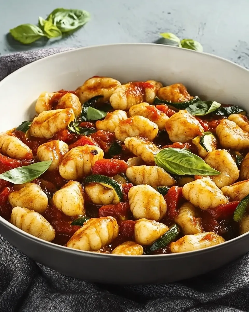 Quick Homemade Zucchini Gnocchi in Rustic Tomato Sauce dish photo