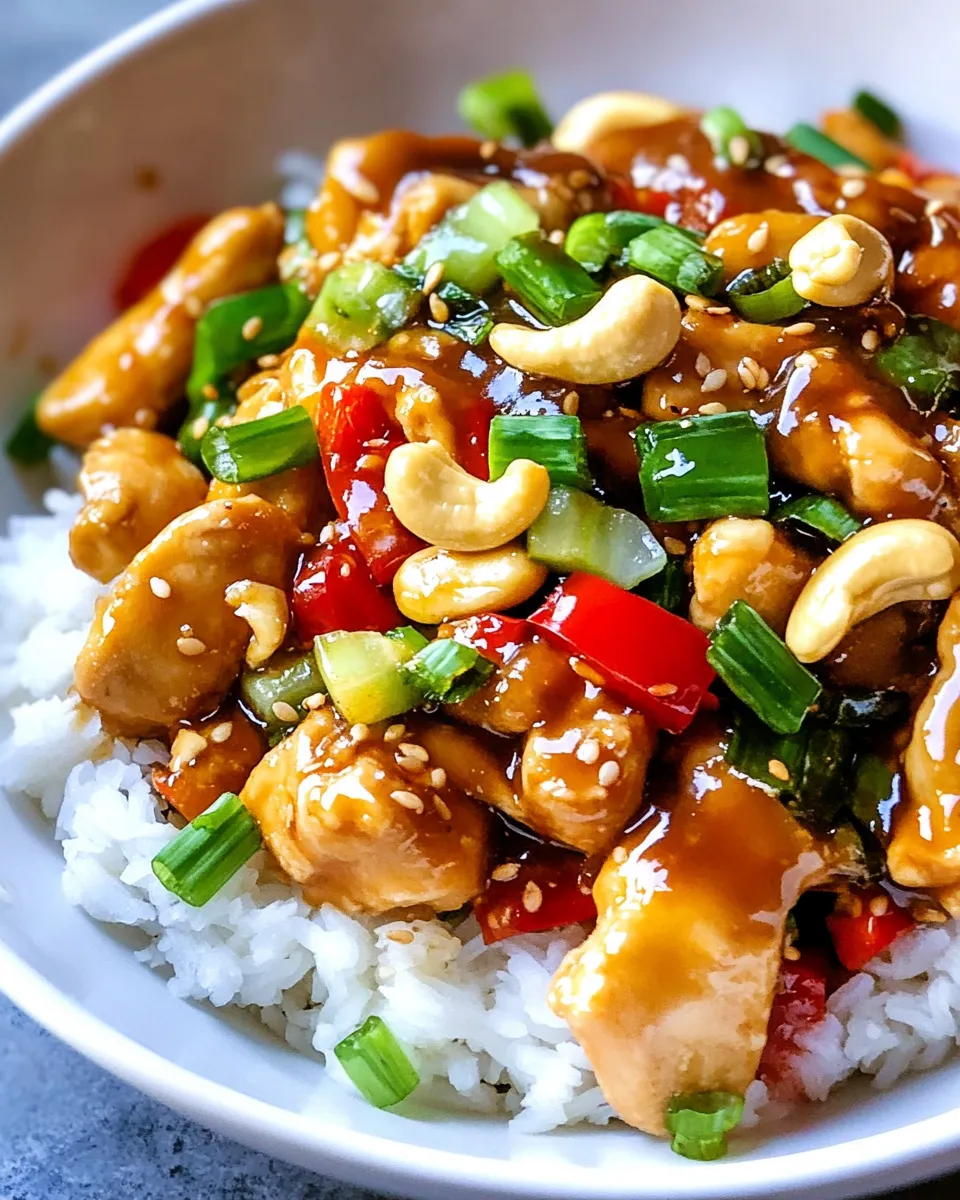 Quick Honey Coconut Cashew Chicken Stir Fry shot