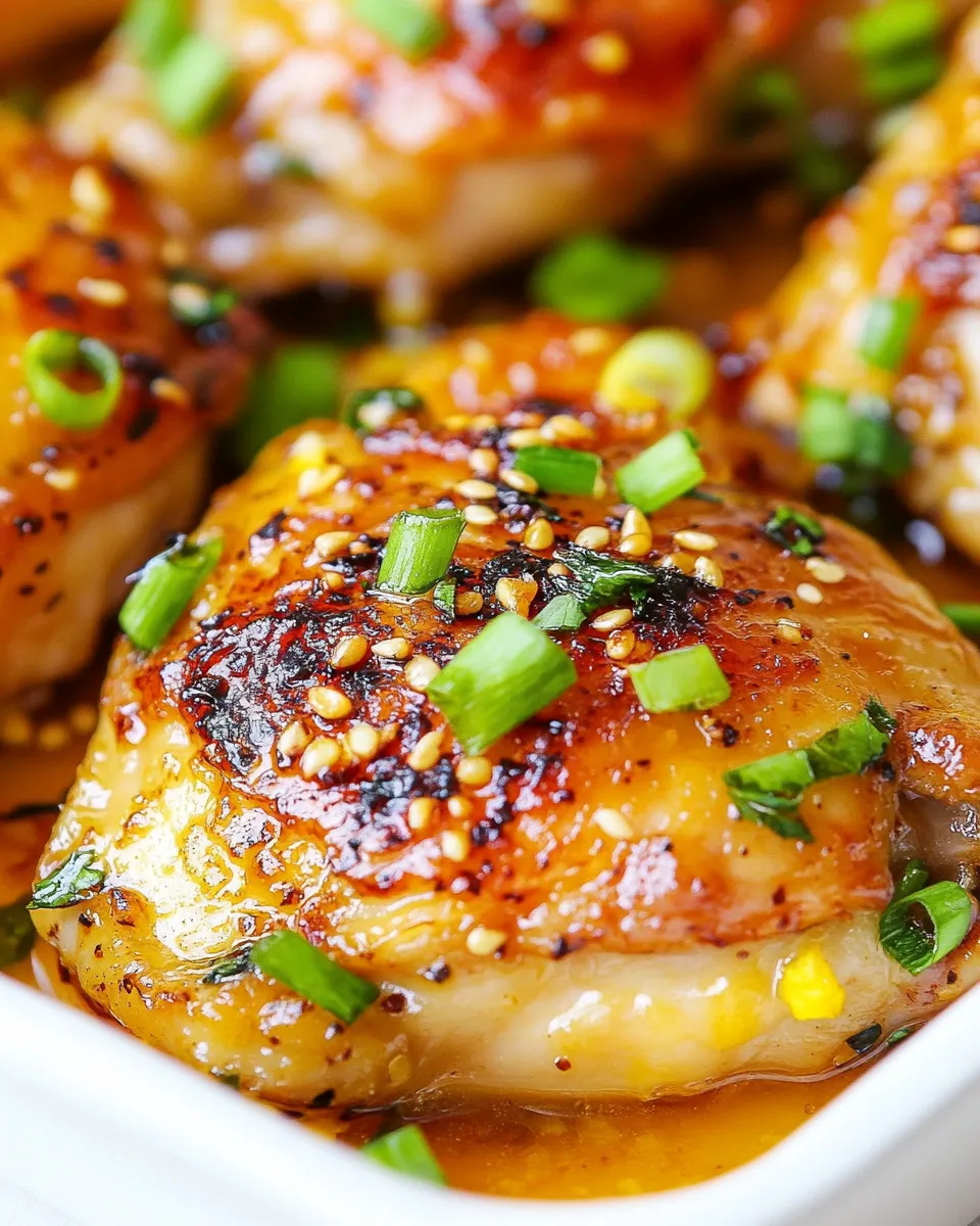Delicious Honey Garlic Baked Chicken Thighs recipe image