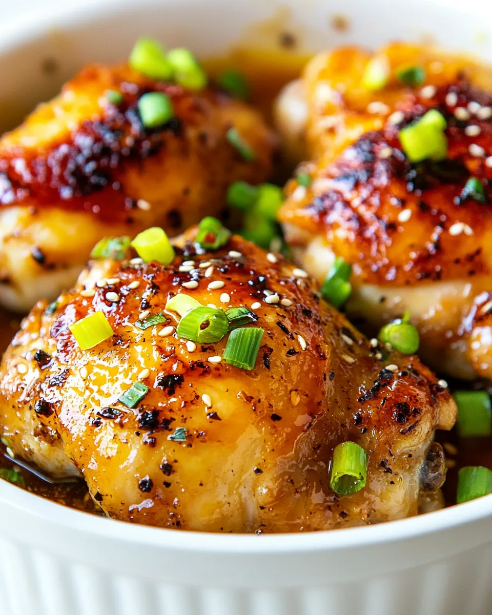 Quick Honey Garlic Baked Chicken Thighs food shot