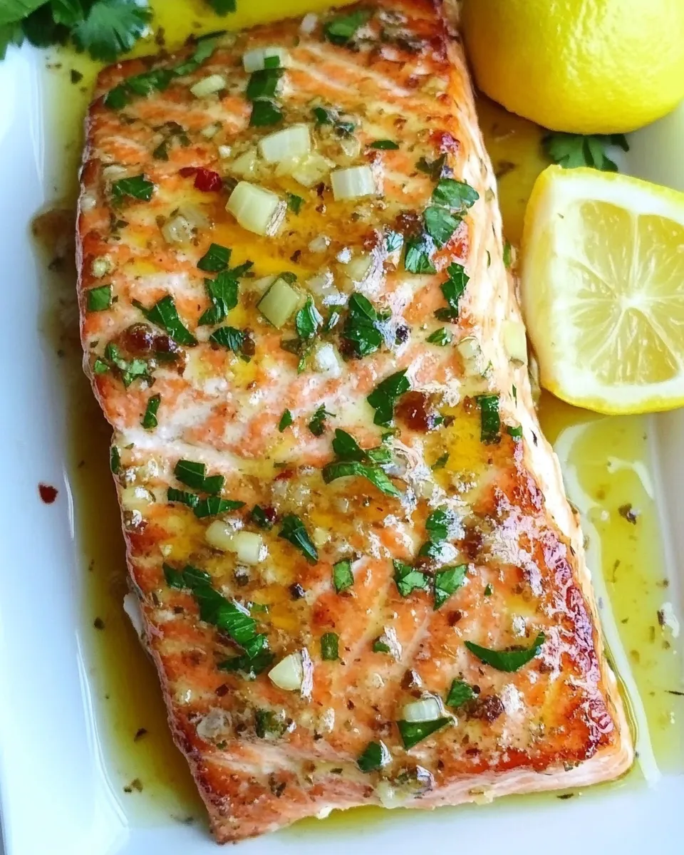 Easy Honey Garlic Butter Salmon food shot