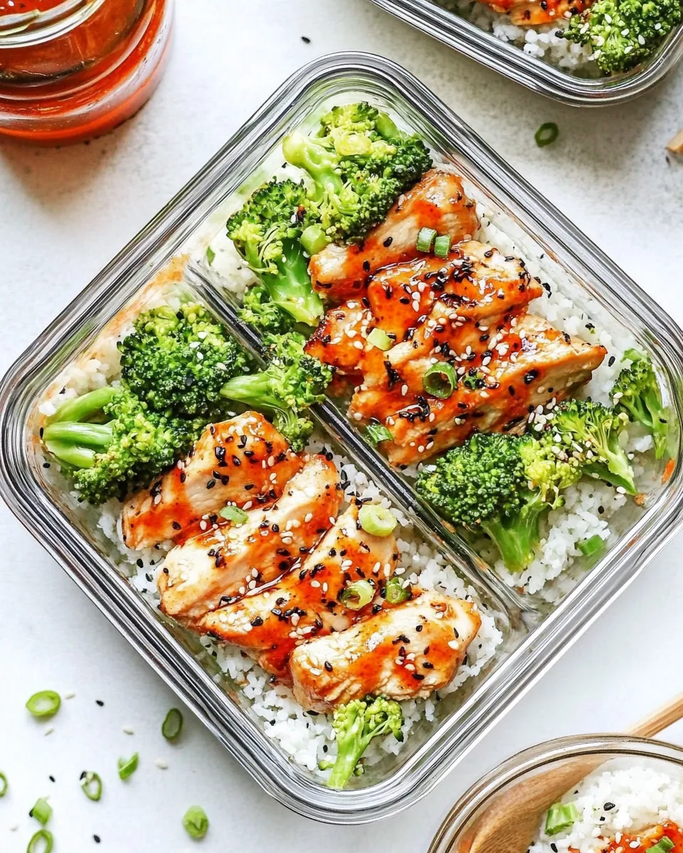 Classic Honey Sriracha Chicken and Broccoli Meal Prep Bowls image
