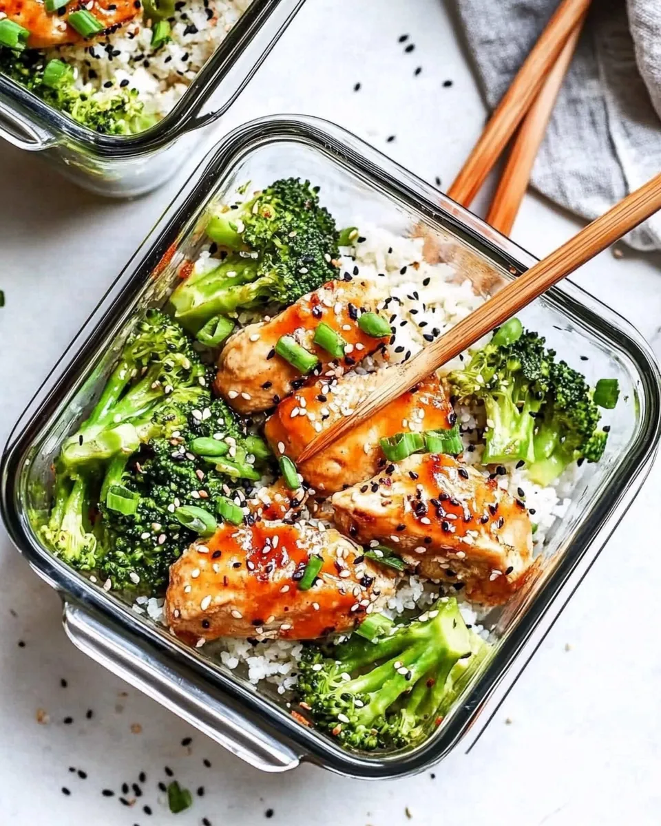 Easy Honey Sriracha Chicken and Broccoli Meal Prep Bowls recipe image