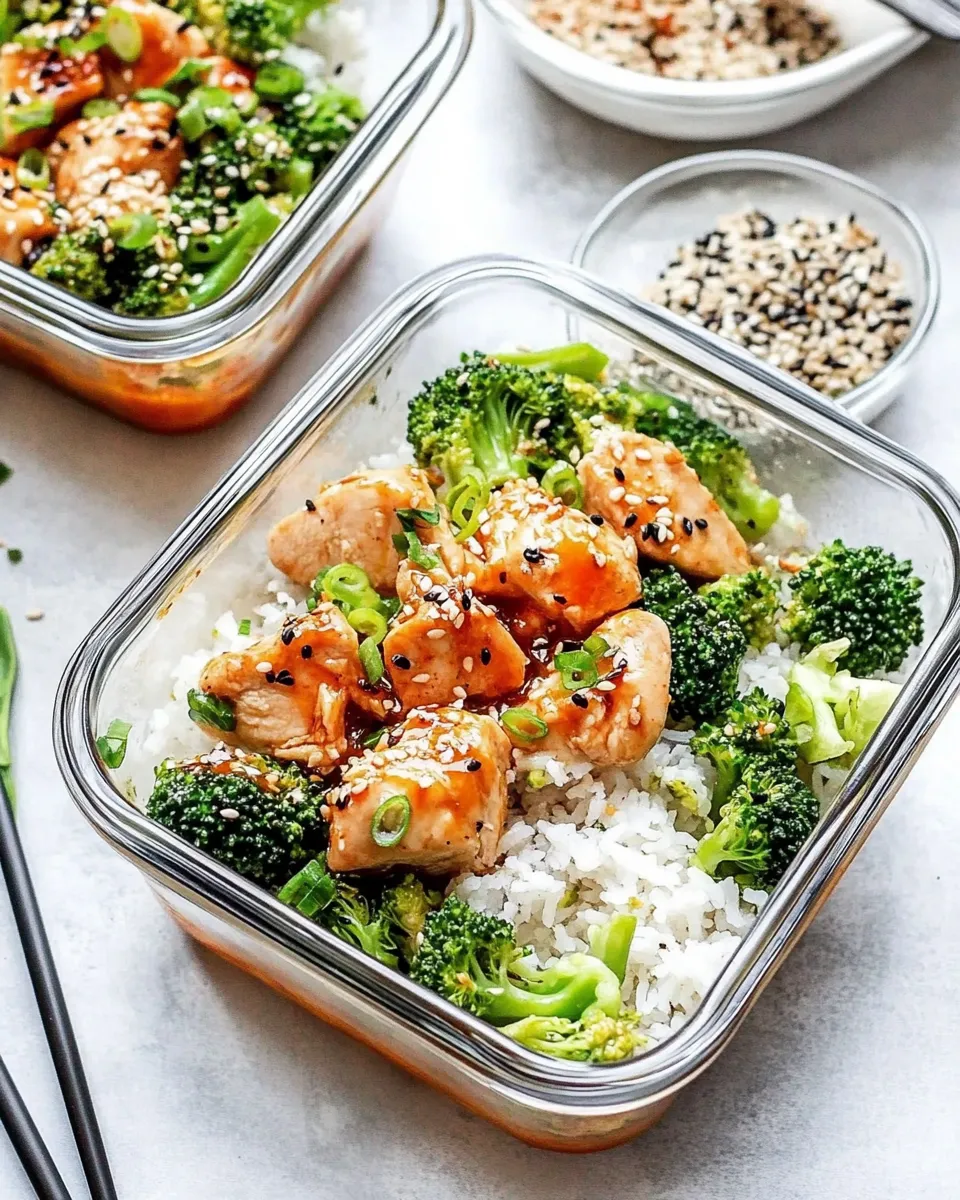 Delicious Honey Sriracha Chicken and Broccoli Meal Prep Bowls dish photo