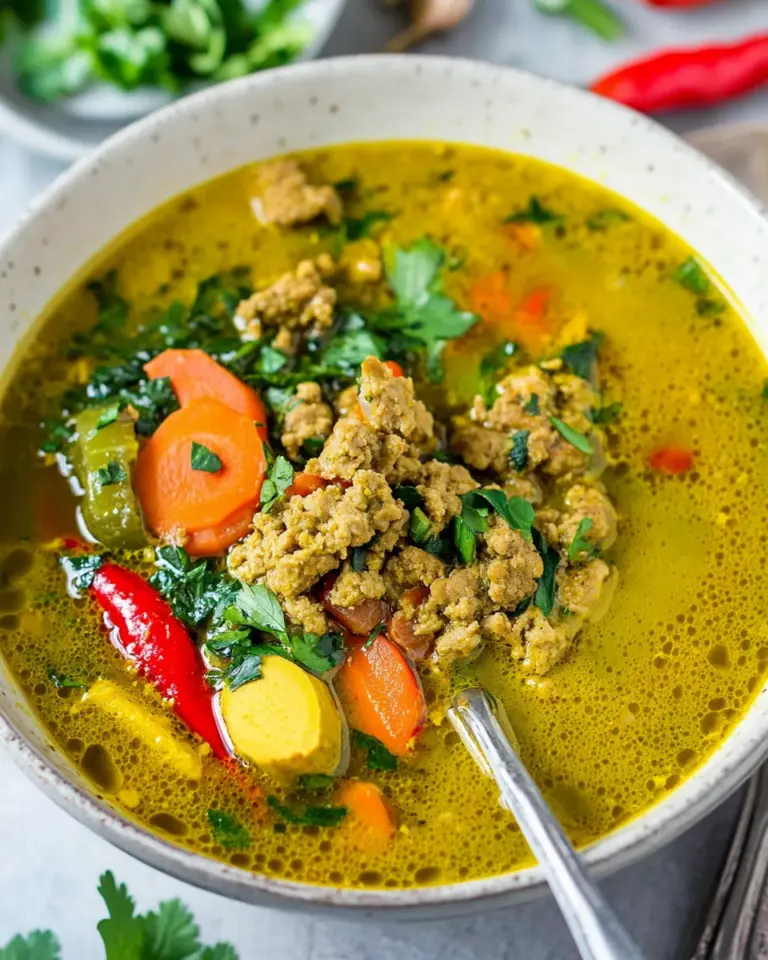 Homemade Immunity-Boosting Ground Turkey Soup with Turmeric and Ginger recipe photo