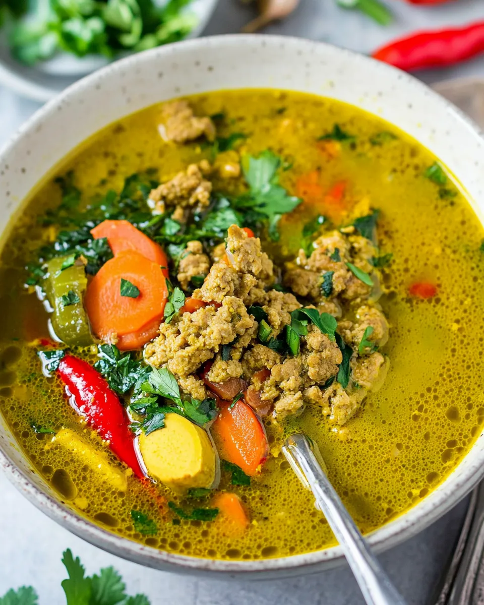 Homemade Immunity-Boosting Ground Turkey Soup with Turmeric and Ginger recipe photo