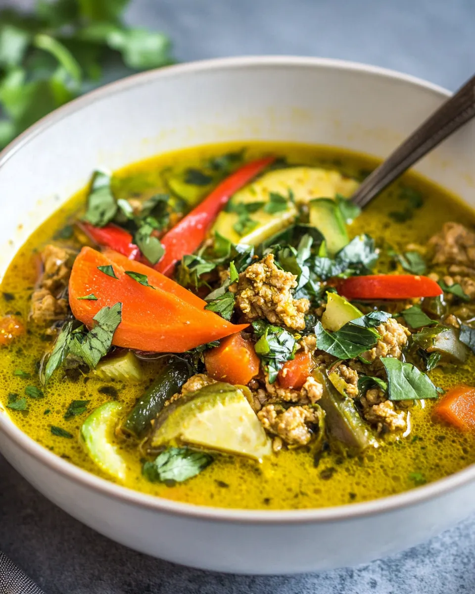 Delicious Immunity-Boosting Ground Turkey Soup with Turmeric and Ginger plate image