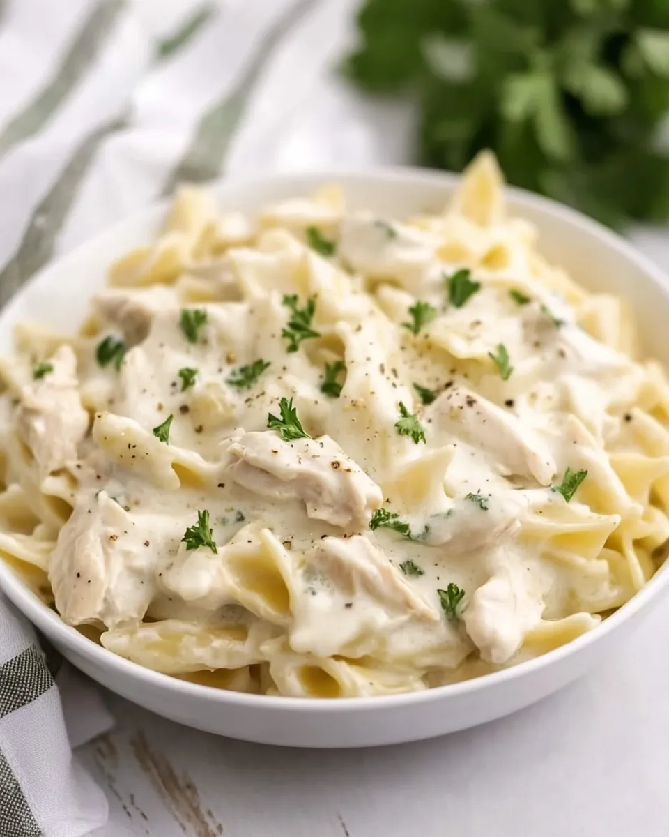 Homemade Instant Pot Chicken Alfredo Pasta shot