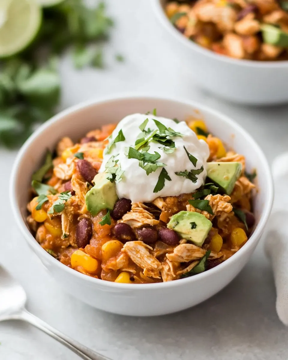 Healthy Instant Pot Chicken Taco Bowls food shot