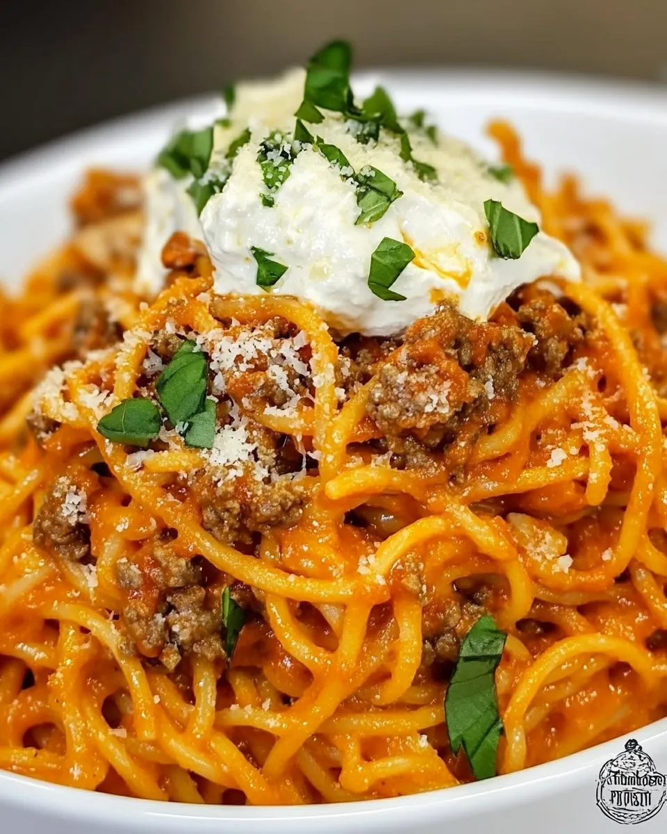Homemade Instant Pot Cream Cheese Spaghetti dish photo