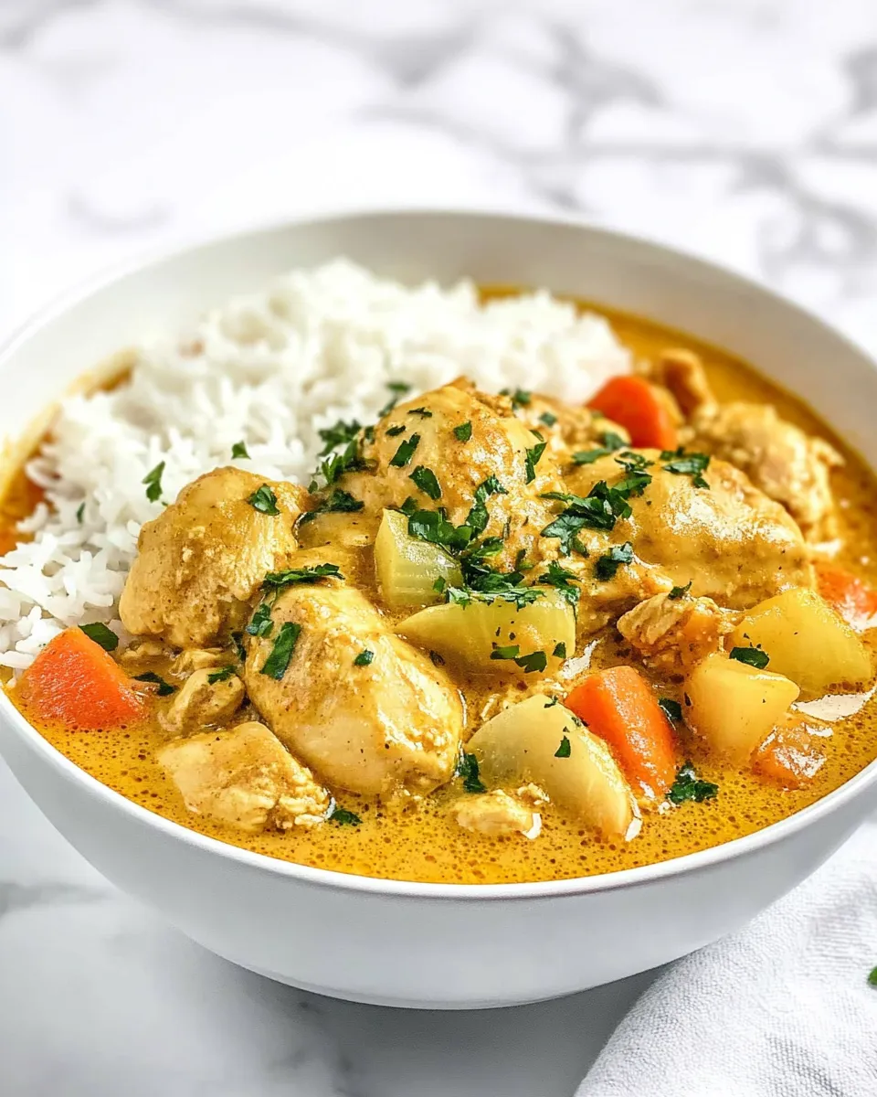 Easy Instant Pot Thai Yellow Chicken Curry with Vegetables food shot