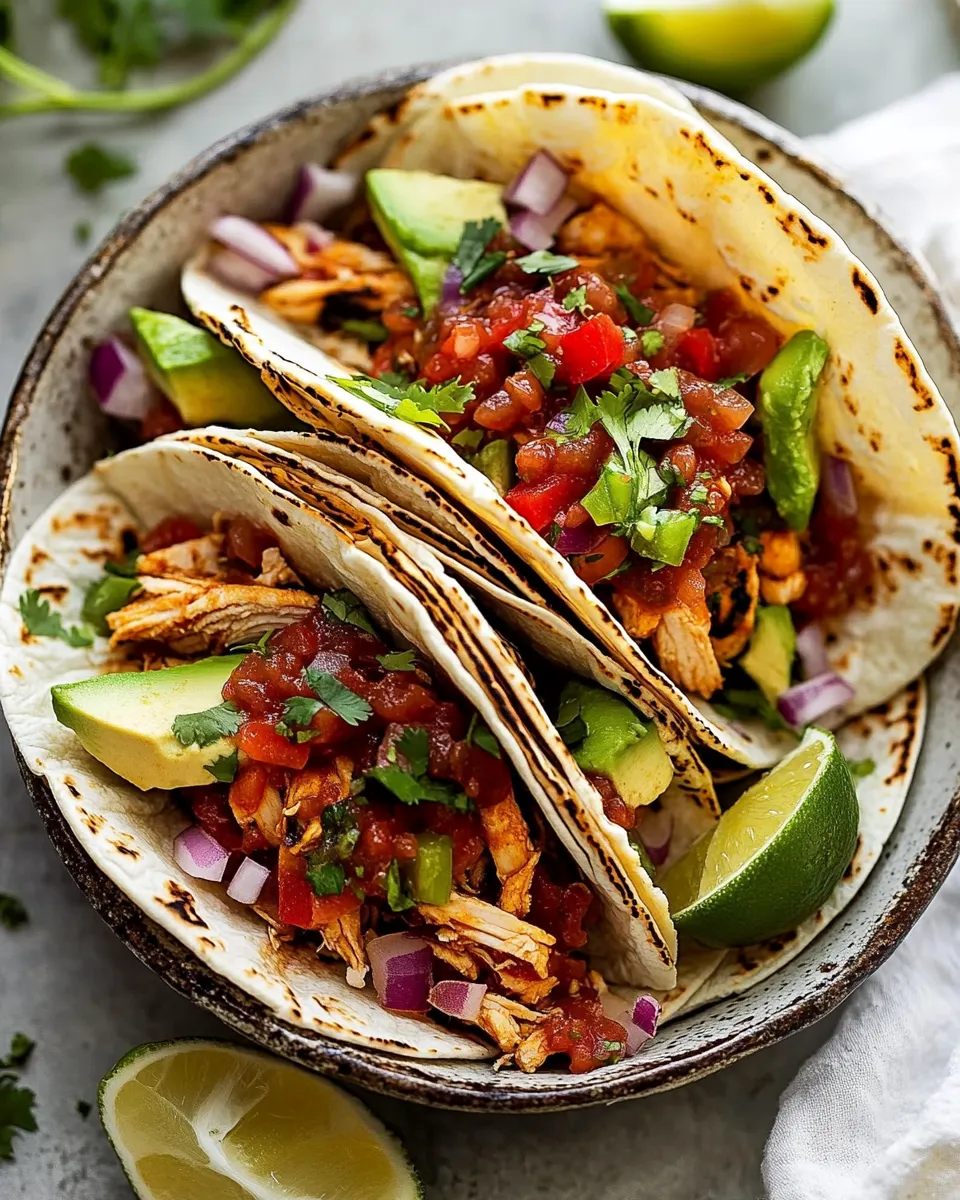 Easy Instant Pot or Slow Cooker Salsa Chicken Tacos photo