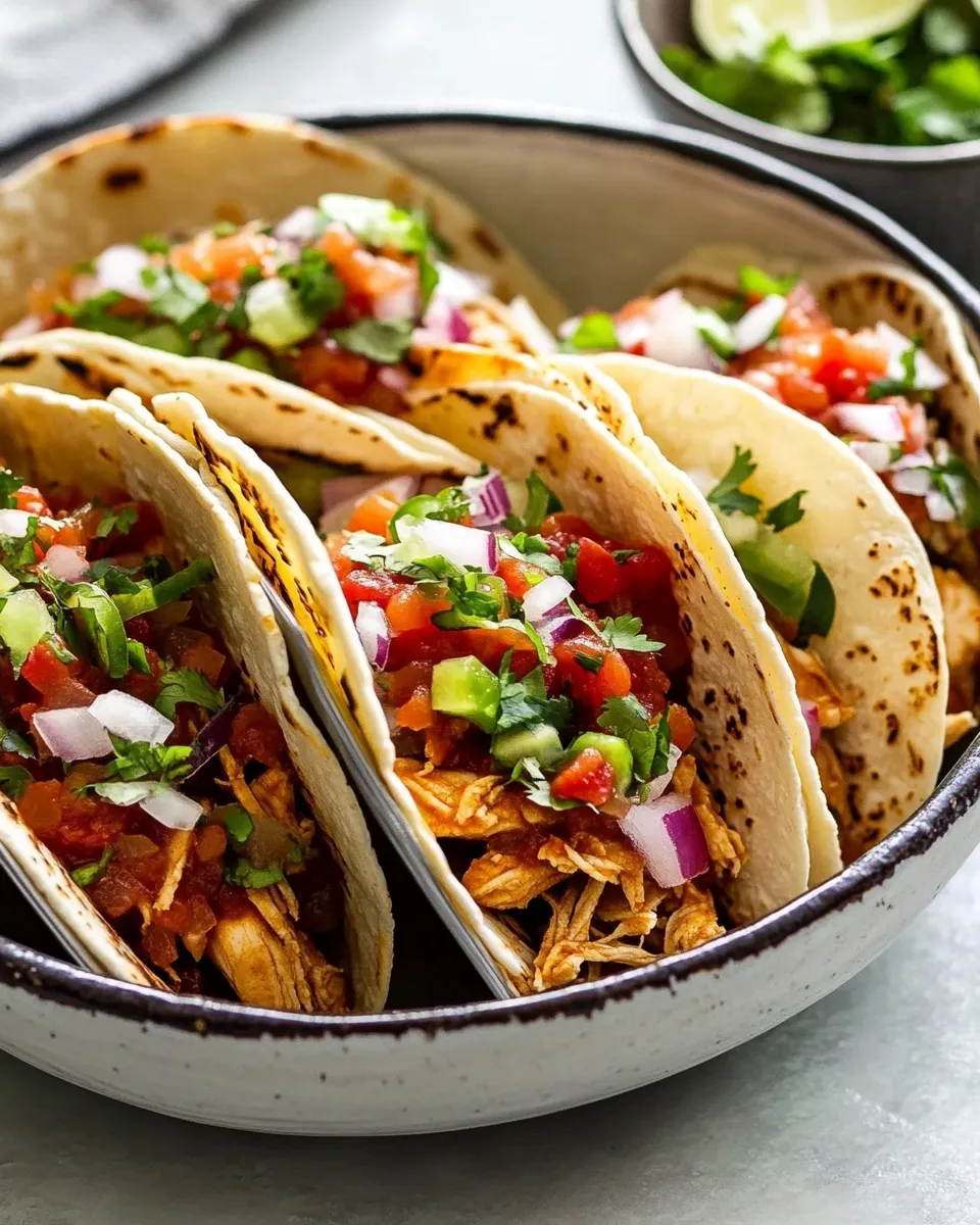 Delicious Instant Pot or Slow Cooker Salsa Chicken Tacos image
