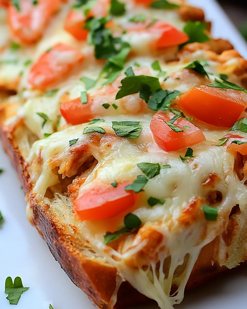 Delicious Italian Chicken Cheesy Bread shot