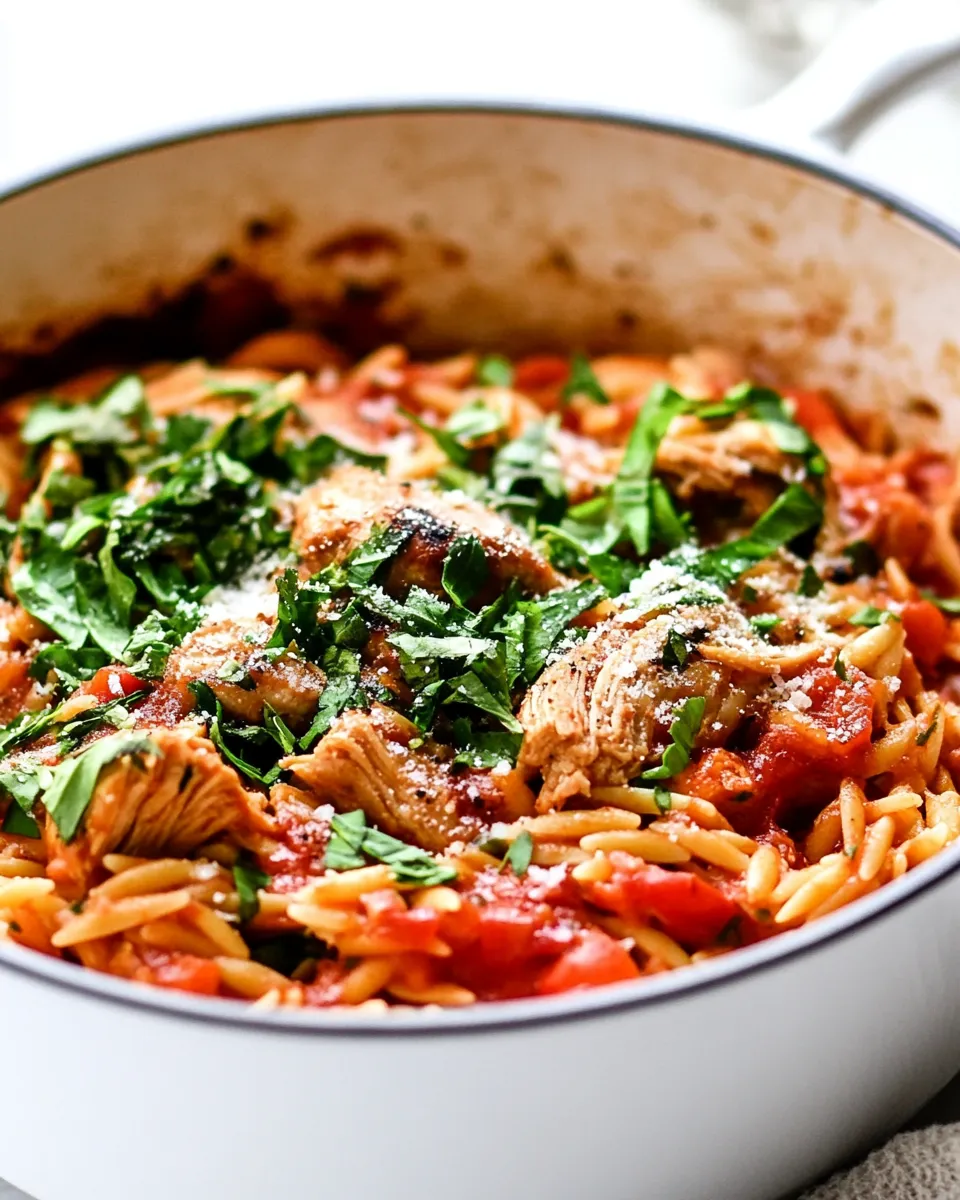 Quick Italian Chicken Orzo (One pot!) shot