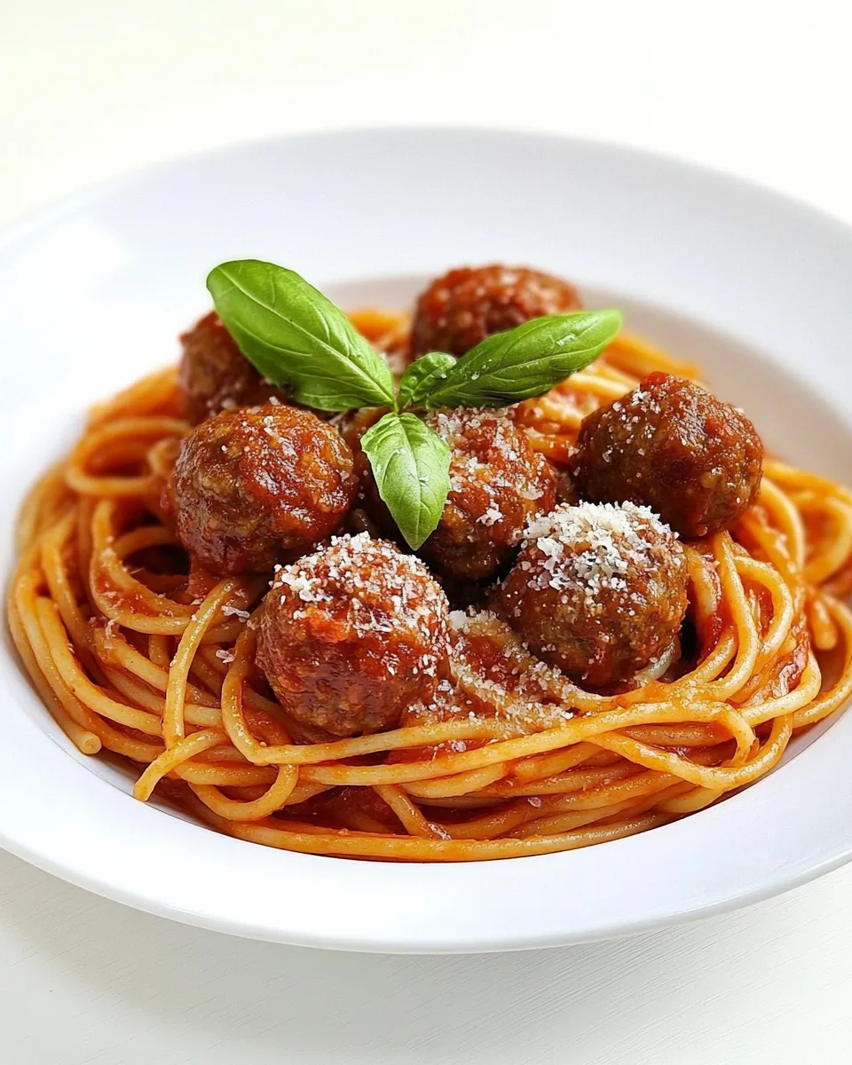 Delicious Italian Spaghetti with Meatballs shot