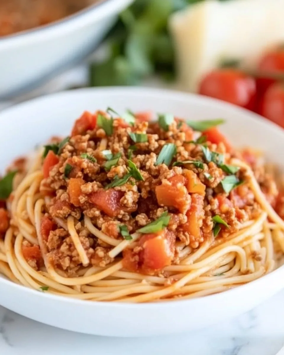 Homemade Italian Style Ground Turkey Spaghetti photo