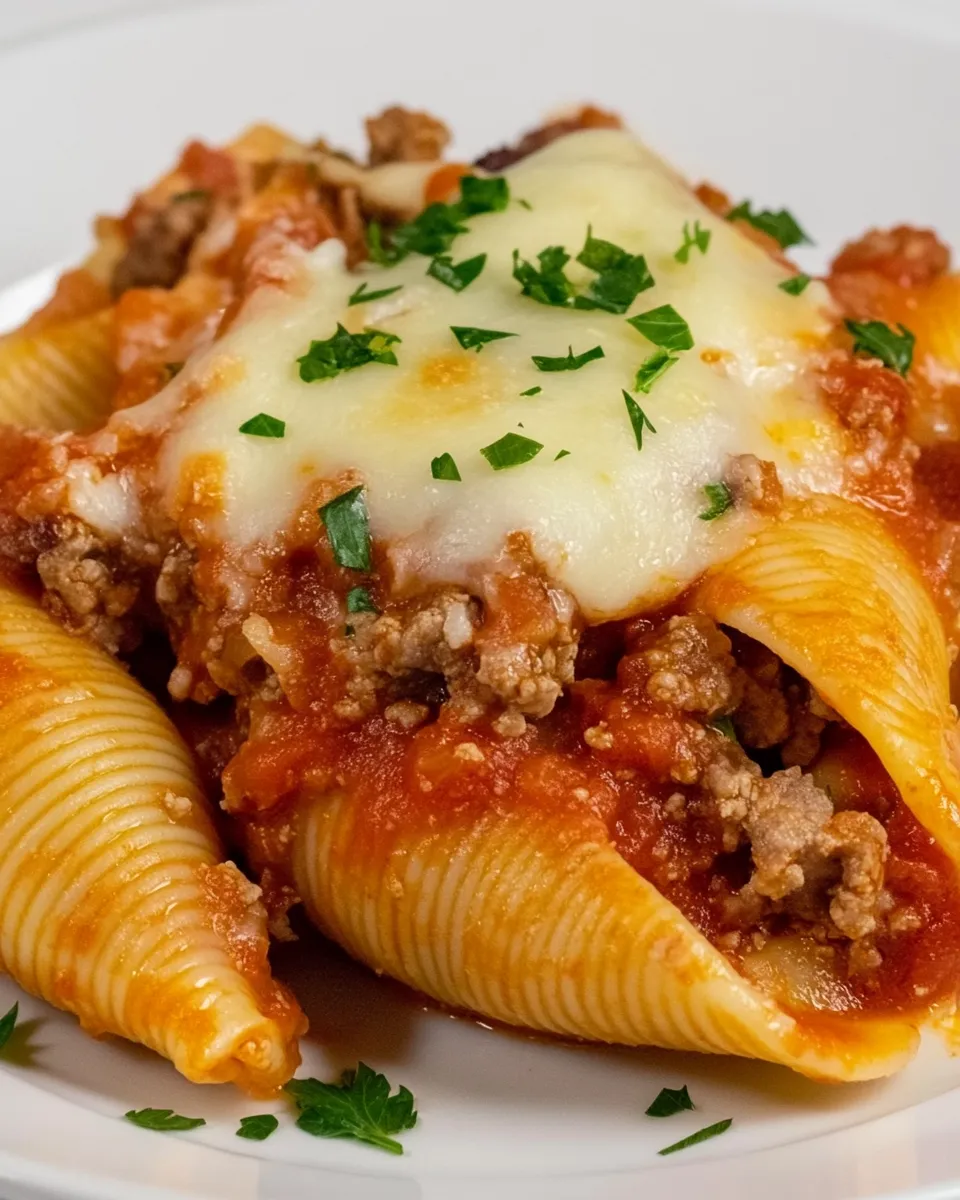 Delicious Jumbo Stuffed Shells With Meat (Ground Beef!) shot