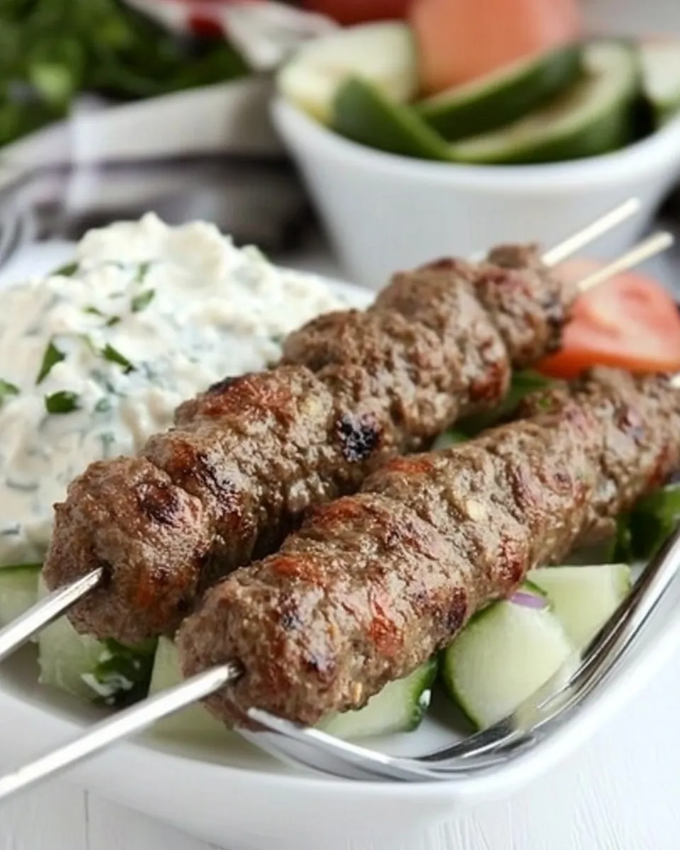 Delicious Kabob Koobideh (Persian Ground Beef Kabobs) plate image