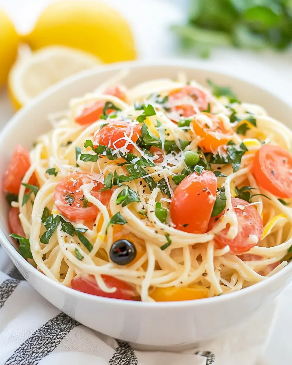 Delicious Lemon Capellini Salad shot