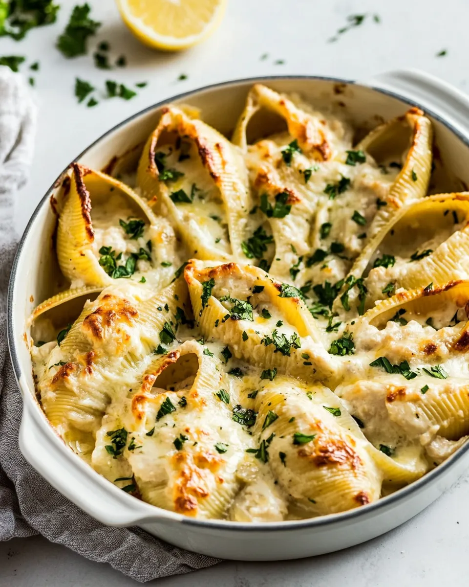 Easy Lemon Chicken Stuffed Shells Recipe shot