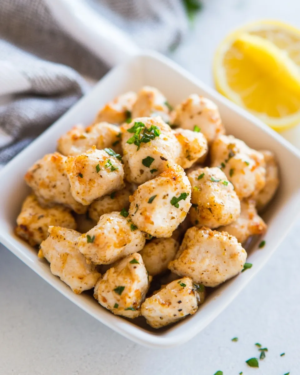Delicious Lemon Garlic Chicken Bites shot