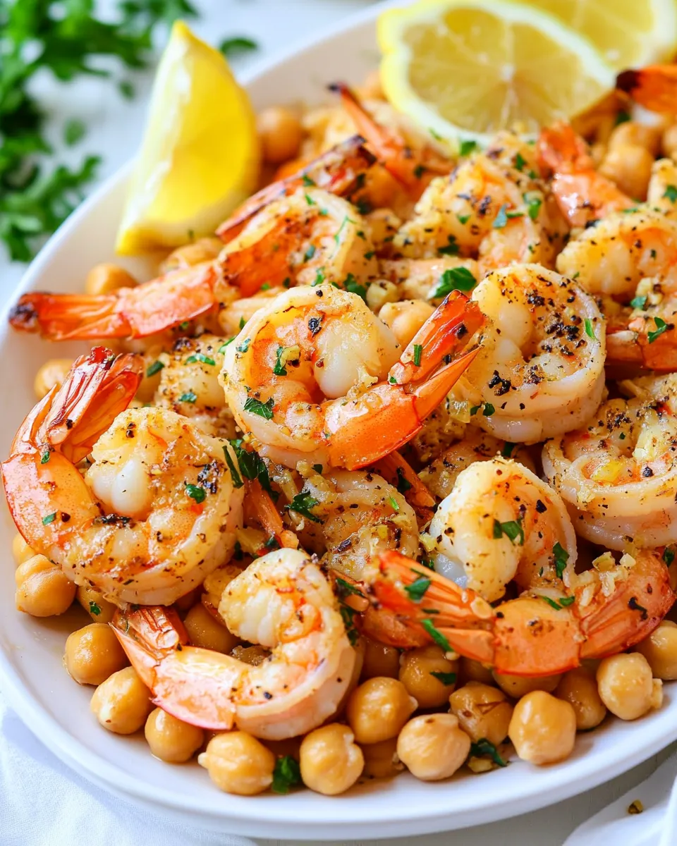 Delicious Lemon Garlic Shrimp with Chickpeas plate image